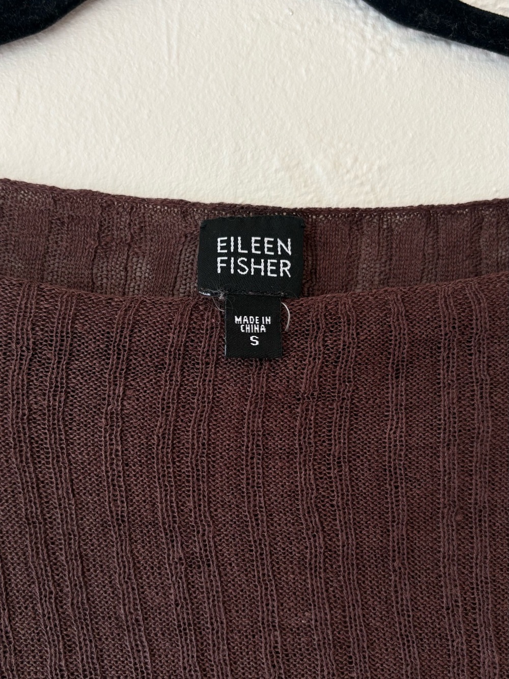 Eileen Fisher Chocolate Brown Ribbed Scoop Neck Sweater